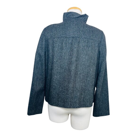 J. Crew Vintage Style Womens Herringbone Wool Blend Ruffle Collar Jacket - Picture 7 of 10